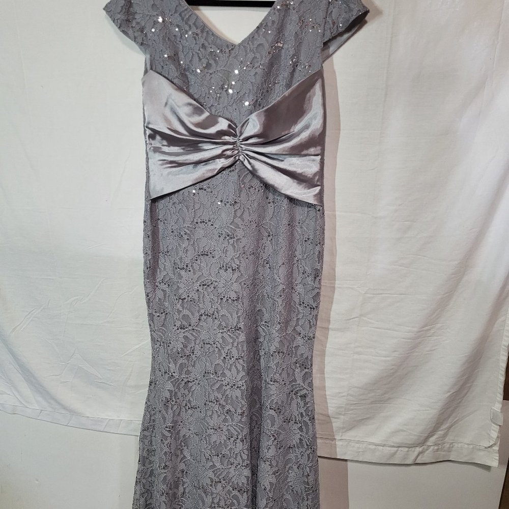 Gray  lace formal maxi dress